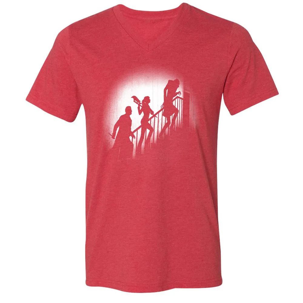 Unisex V-Neck T-Shirt - HCH9TXTT - Heather Red - 16
