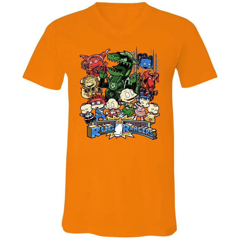 Unisex V-Neck T-Shirt - XFUJG6YF - Orange - 11