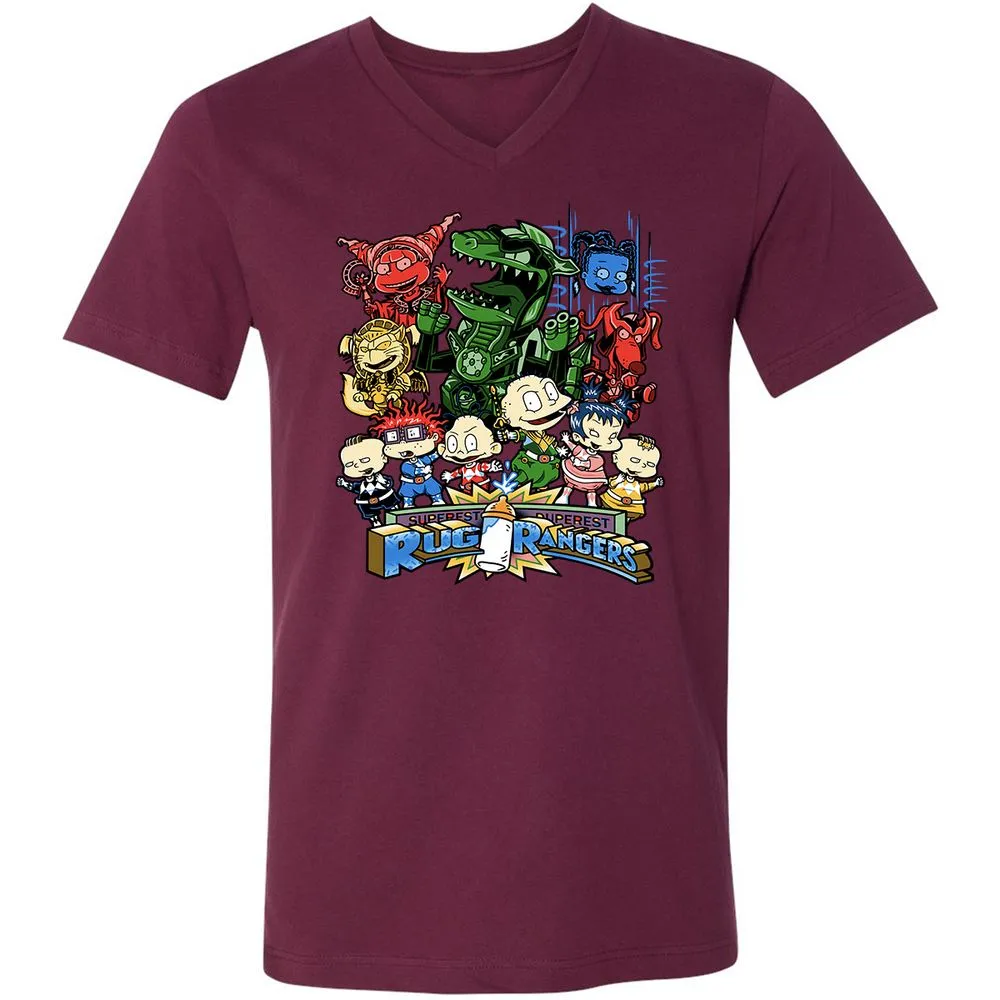 Unisex V-Neck T-Shirt - XFUJG6YF - Maroon - 6