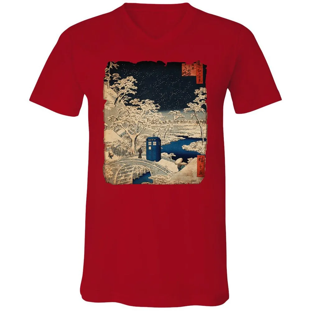 Unisex V-Neck T-Shirt - E3A7EQPL - Red - 3