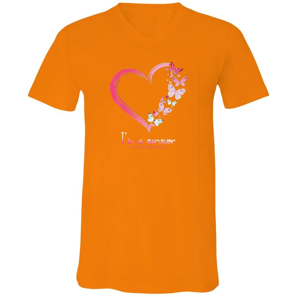 Unisex V-Neck T-Shirt - BWBBQZCD - Orange - 11