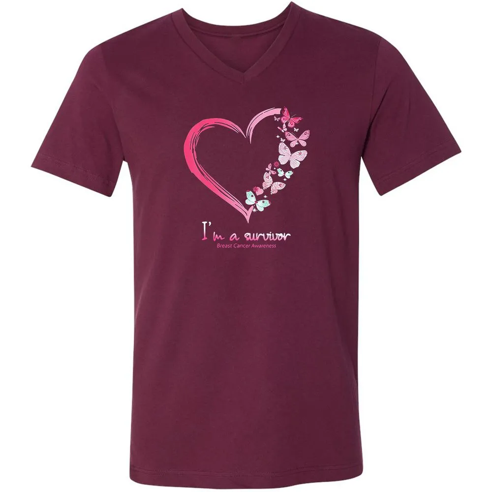 Unisex V-Neck T-Shirt - BWBBQZCD - Maroon - 6