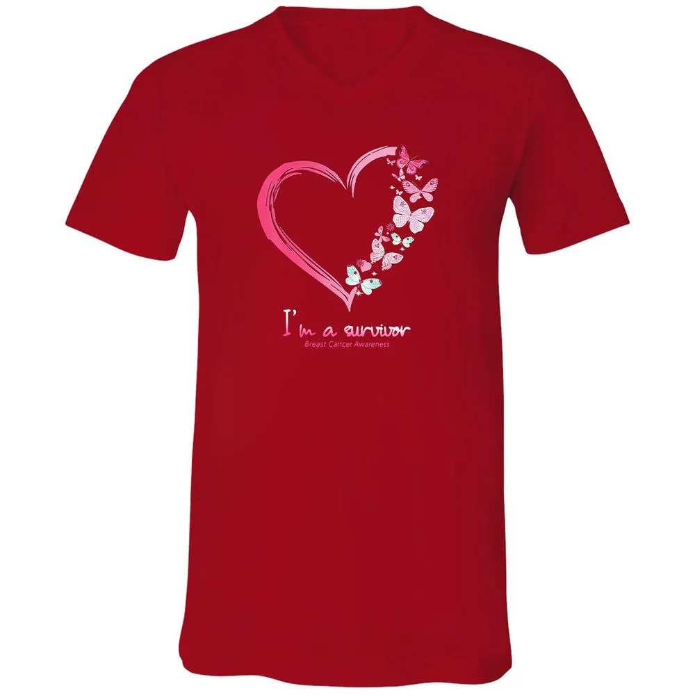 Unisex V-Neck T-Shirt - BWBBQZCD - Red - 3