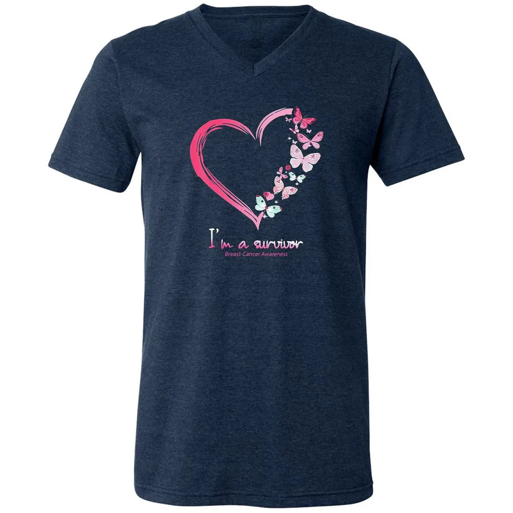 Unisex V-Neck T-Shirt - BWBBQZCD - Heather Navy - 15