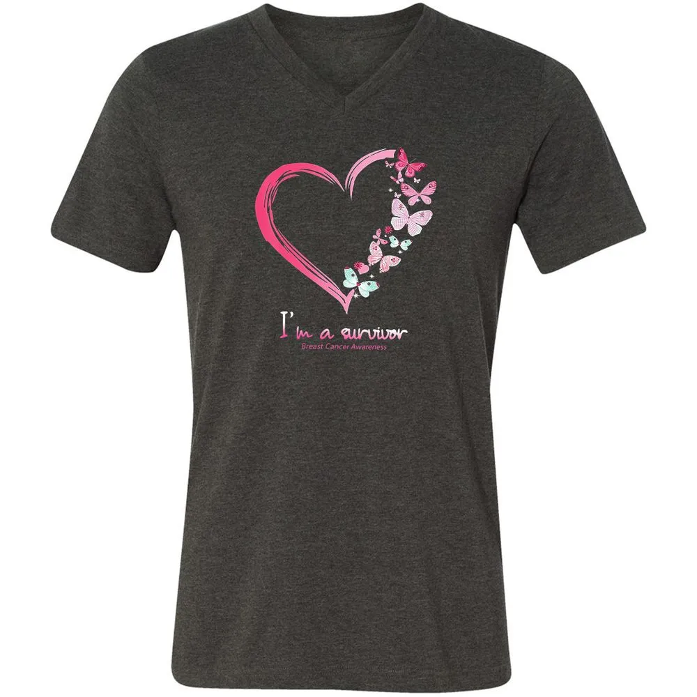 Unisex V-Neck T-Shirt - BWBBQZCD - Dark Grey Heather - 8
