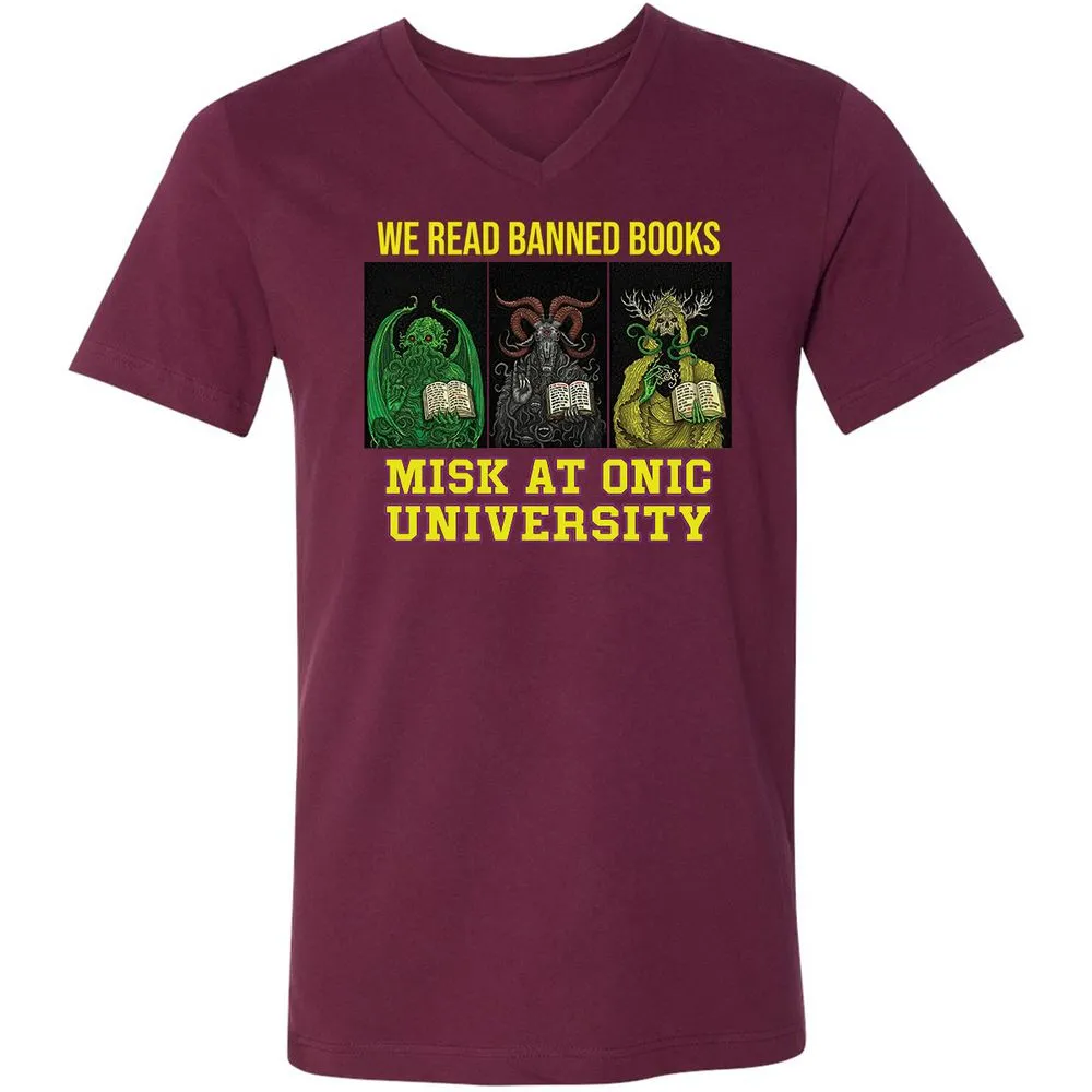 Unisex V-Neck T-Shirt - QBX7UKF6 - Maroon - 6