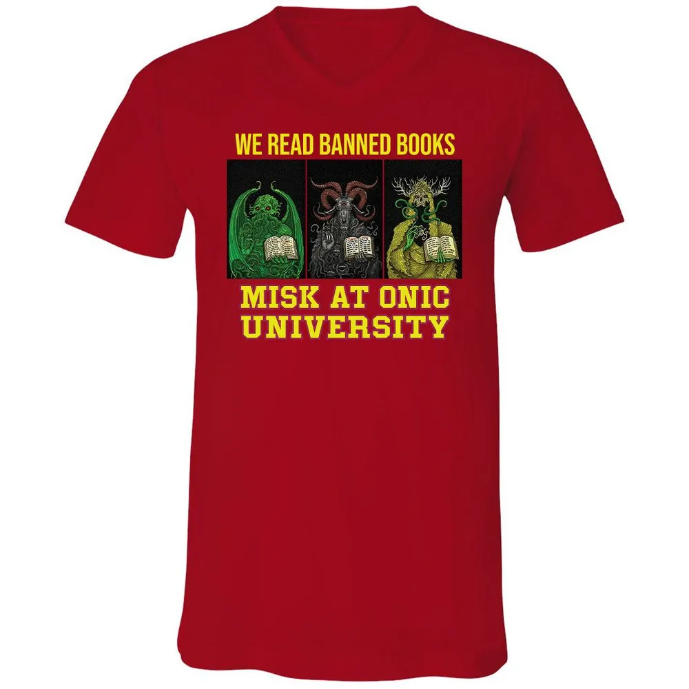 Unisex V-Neck T-Shirt - QBX7UKF6 - Red - 3