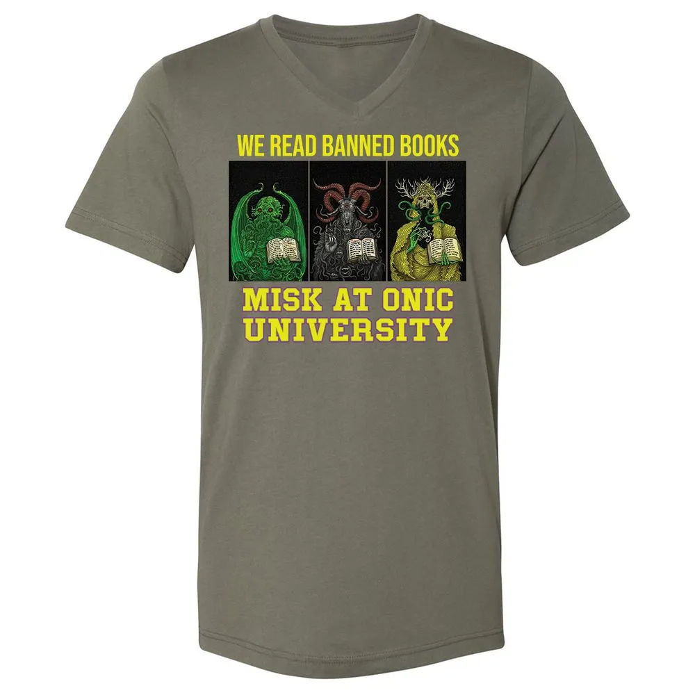 Unisex V-Neck T-Shirt - QBX7UKF6 - Military Green - 10