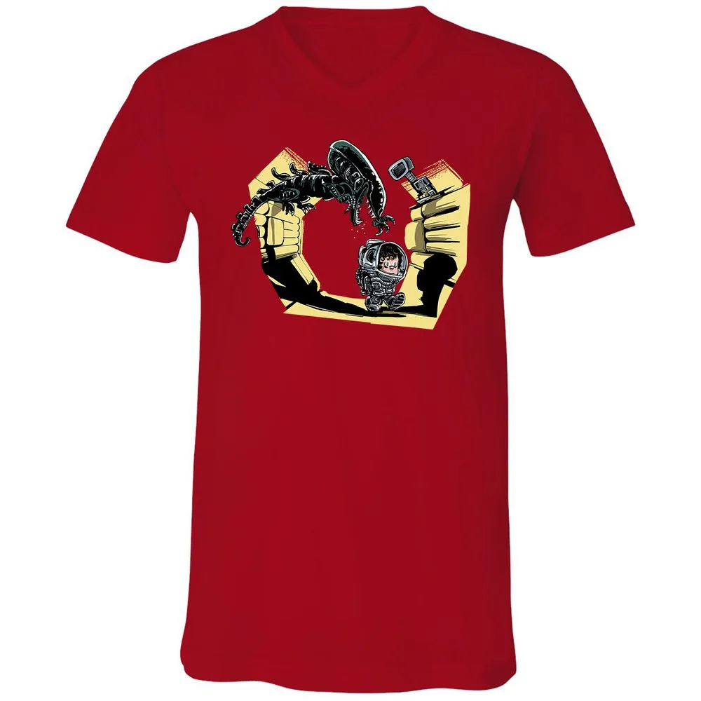 Unisex V-Neck T-Shirt - DRGMET7F - Red - 3