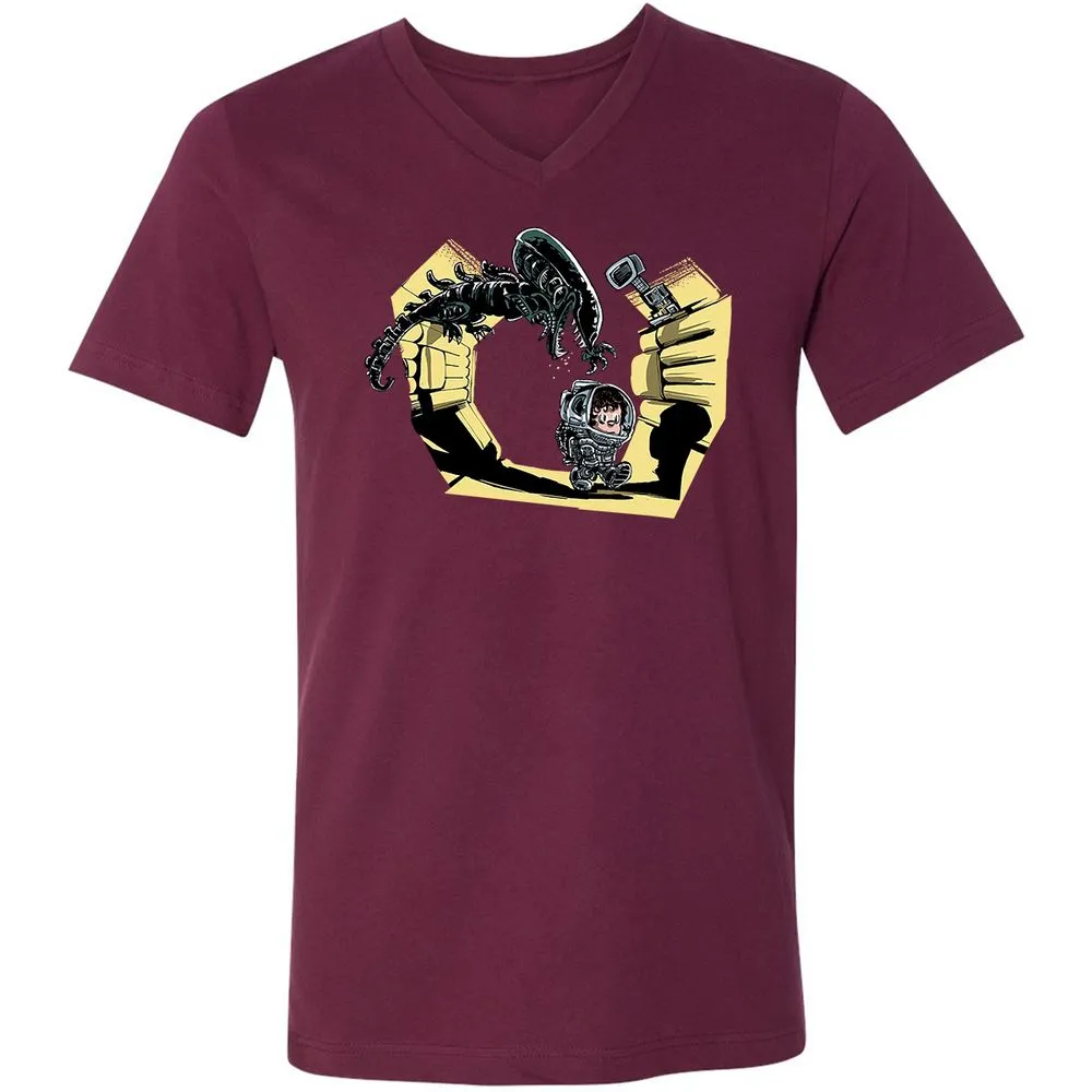 Unisex V-Neck T-Shirt - DRGMET7F - Maroon - 6