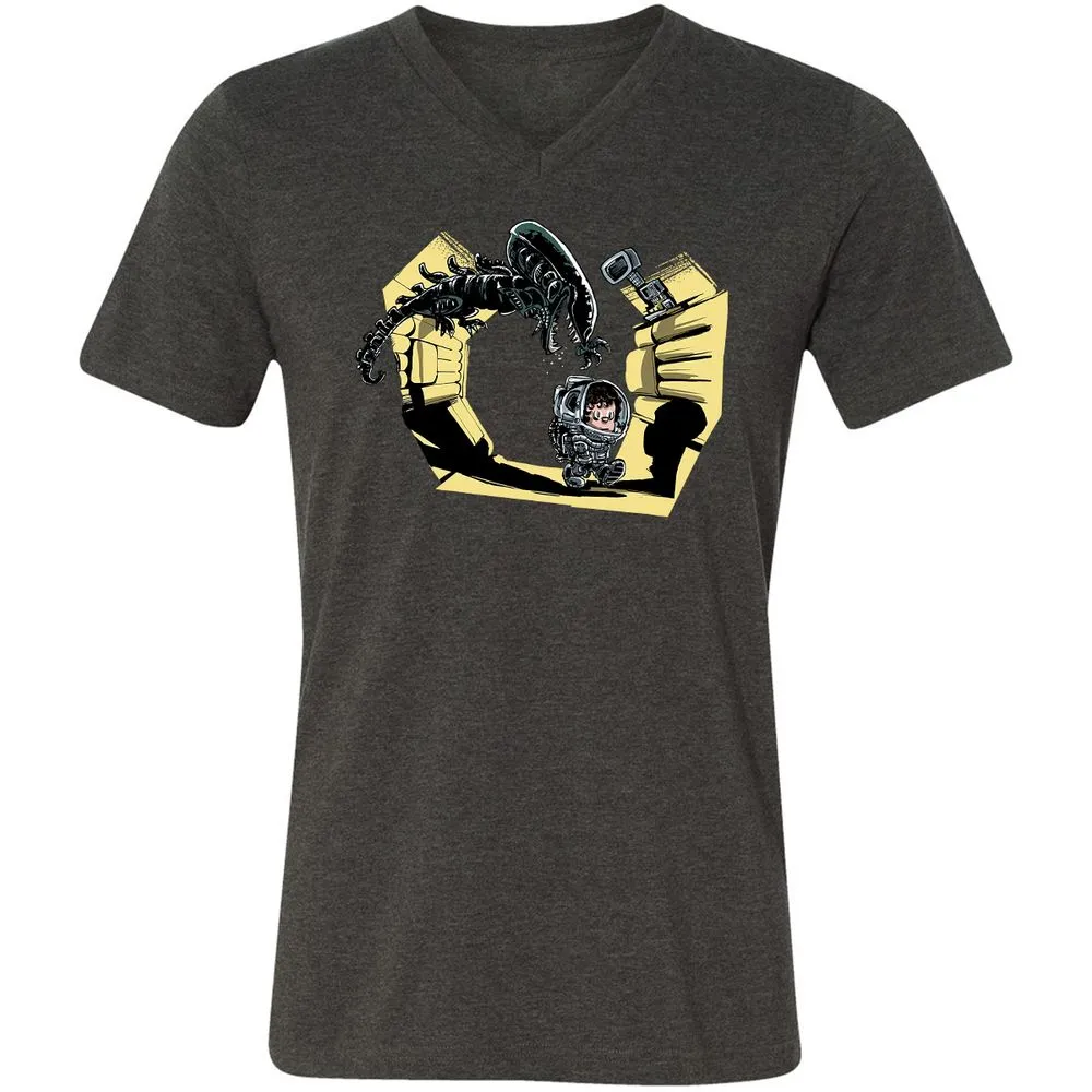 Unisex V-Neck T-Shirt - DRGMET7F - Dark Grey Heather - 8