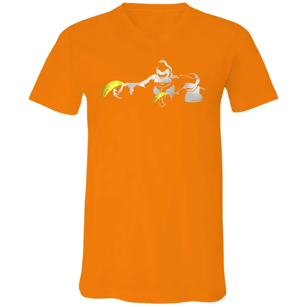 Unisex V-Neck T-Shirt - 34S5D4XQ - Orange - 11