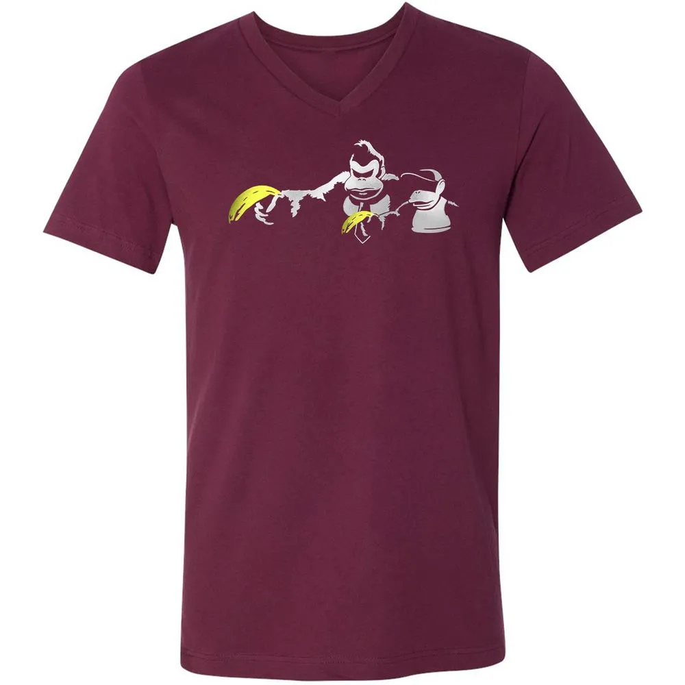 Unisex V-Neck T-Shirt - 34S5D4XQ - Maroon - 6