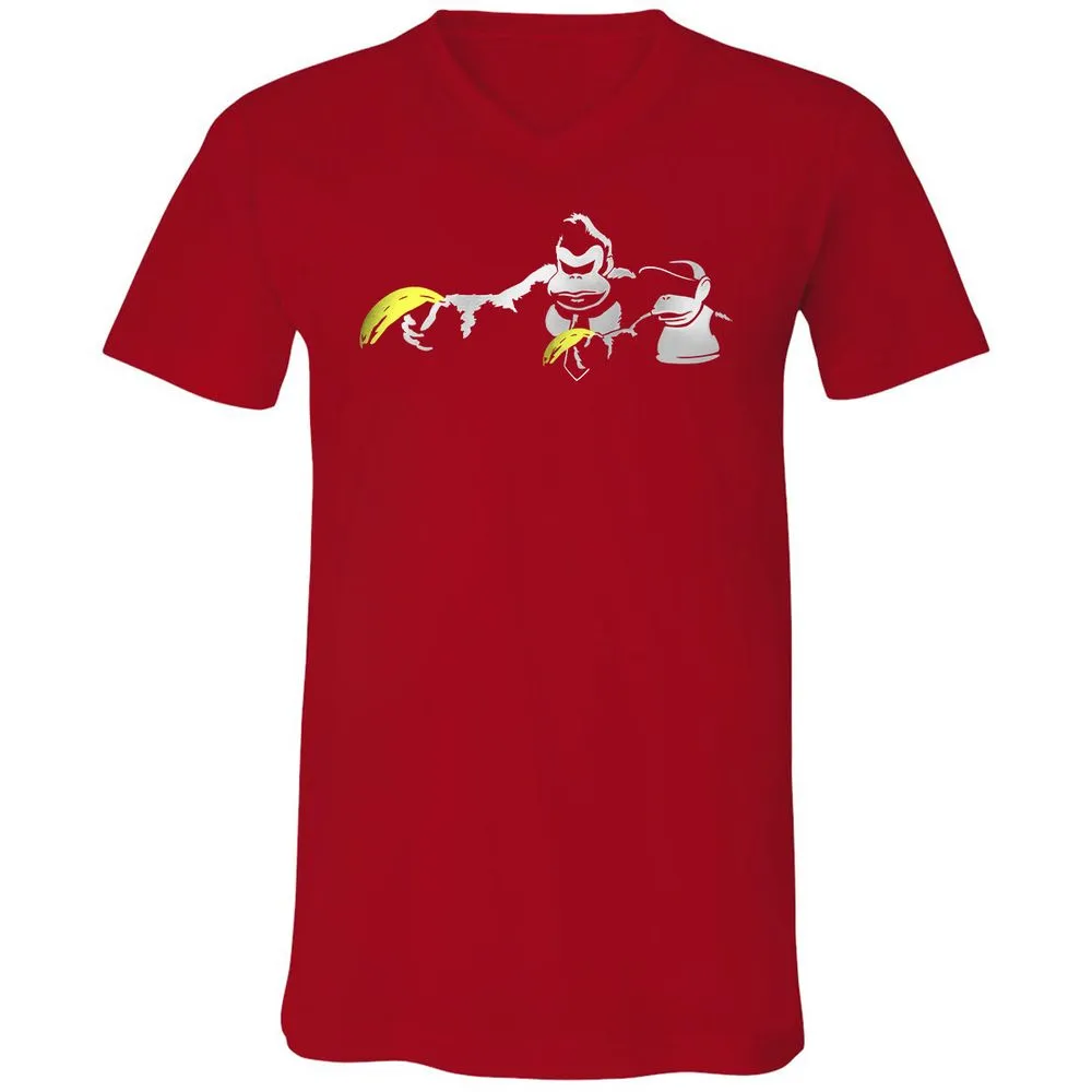 Unisex V-Neck T-Shirt - 34S5D4XQ - Red - 3