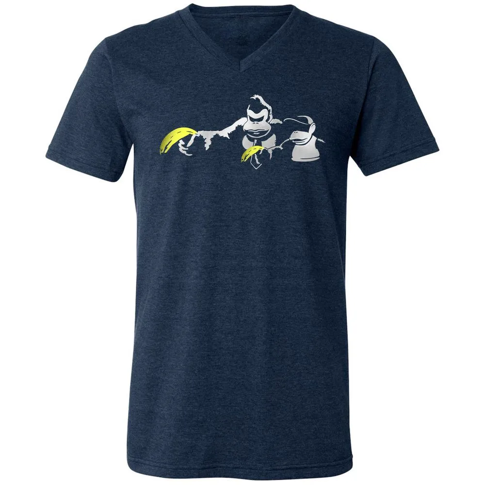 Unisex V-Neck T-Shirt - 34S5D4XQ - Heather Navy - 15