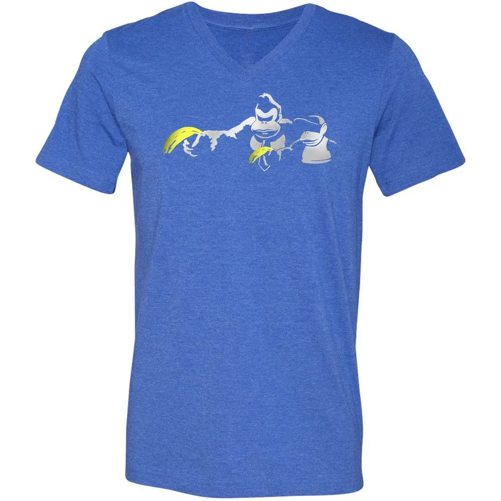 Unisex V-Neck T-Shirt - 34S5D4XQ - Heather True Royal - 14
