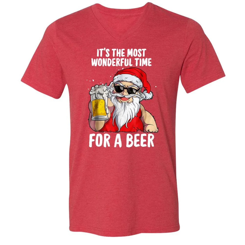 Unisex V-Neck T-Shirt - VCBRD3K8 - Heather Red - 16
