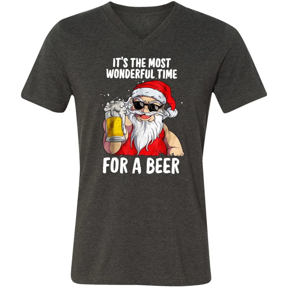 Unisex V-Neck T-Shirt - VCBRD3K8 - Dark Grey Heather - 8