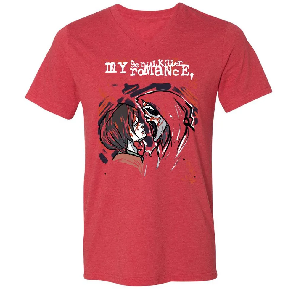 Unisex V-Neck T-Shirt - ZMH1YRED - Heather Red - 16
