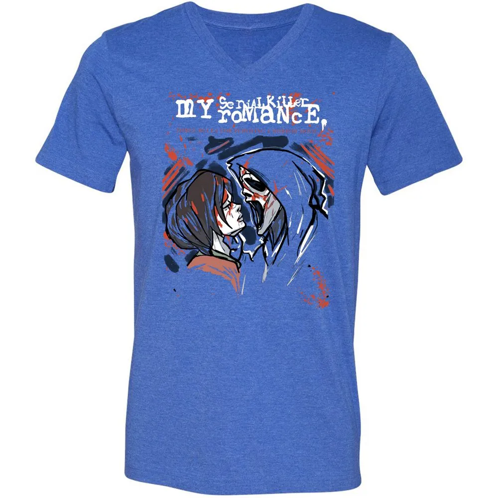 Unisex V-Neck T-Shirt - ZMH1YRED - Heather True Royal - 14