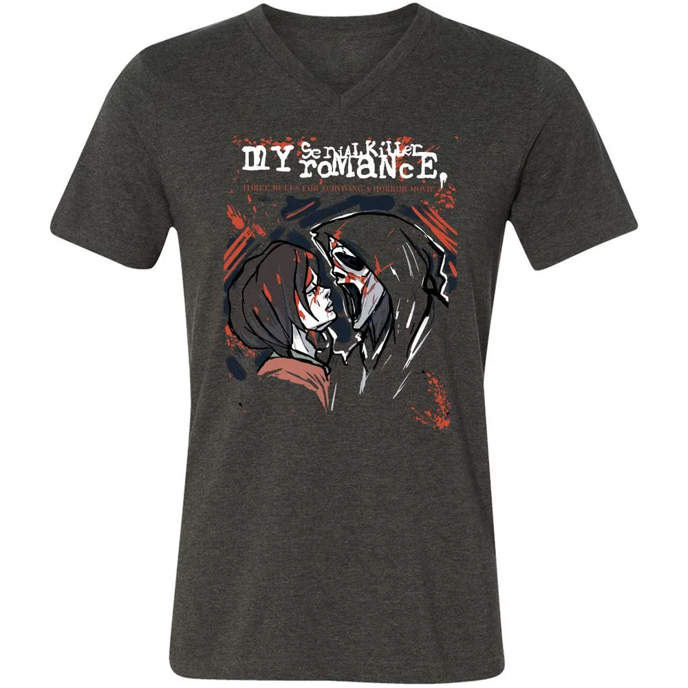 Unisex V-Neck T-Shirt - ZMH1YRED - Dark Grey Heather - 8