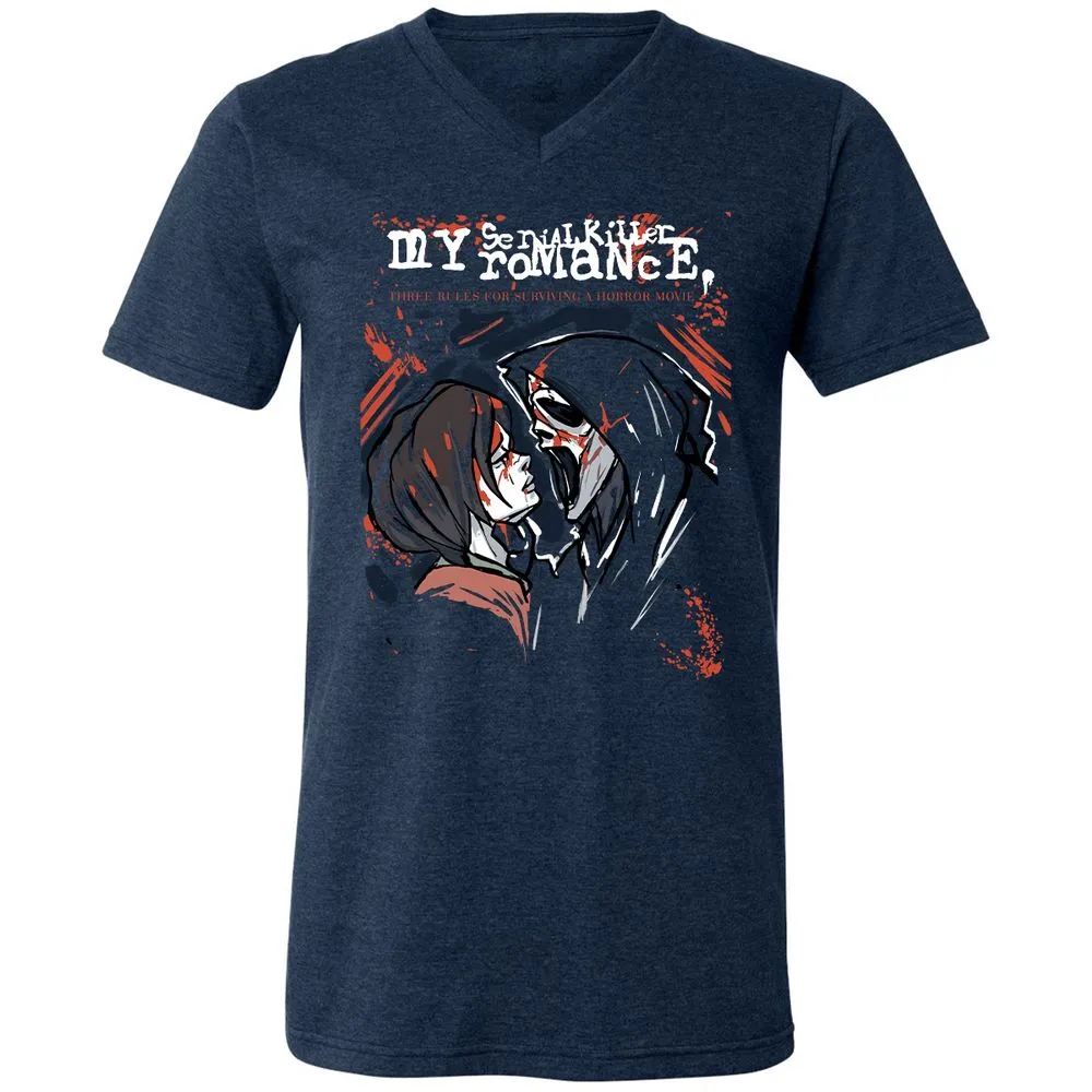 Unisex V-Neck T-Shirt - ZMH1YRED - Heather Navy - 15