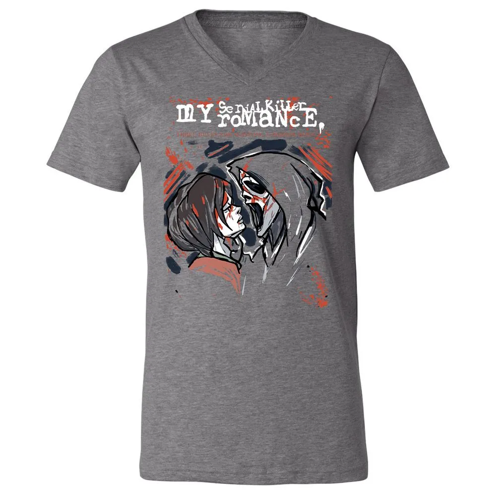 Unisex V-Neck T-Shirt - ZMH1YRED - Deep Heather - 13