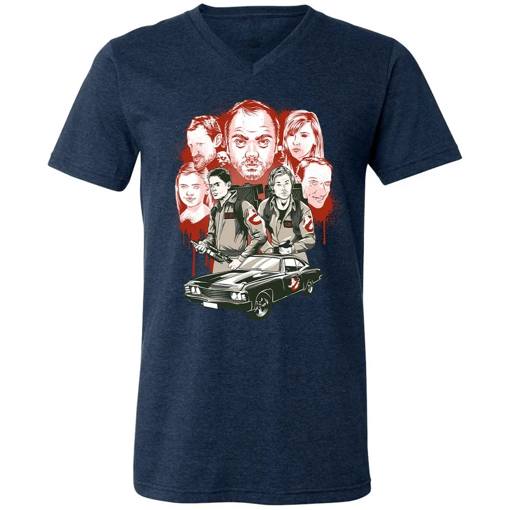 Unisex V-Neck T-Shirt - JN6VNUJB - Heather Navy - 15