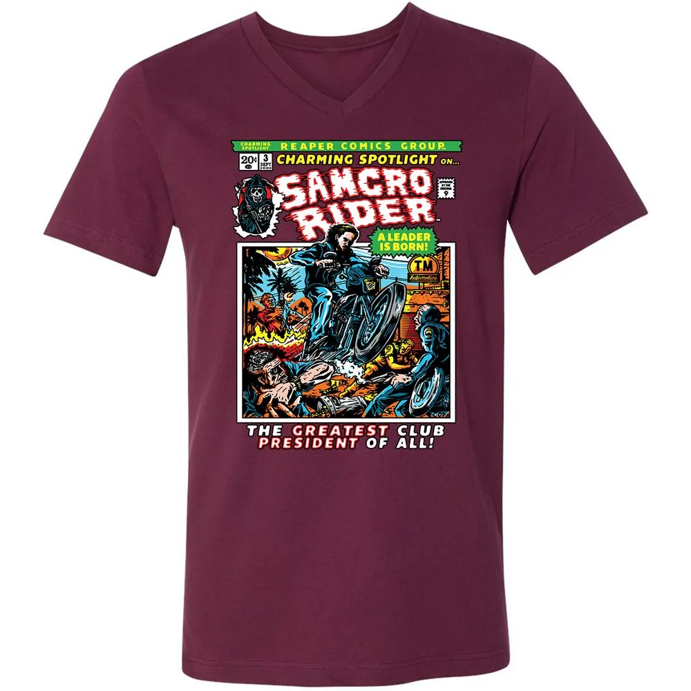 Unisex V-Neck T-Shirt - LMKD1167 - Maroon - 6