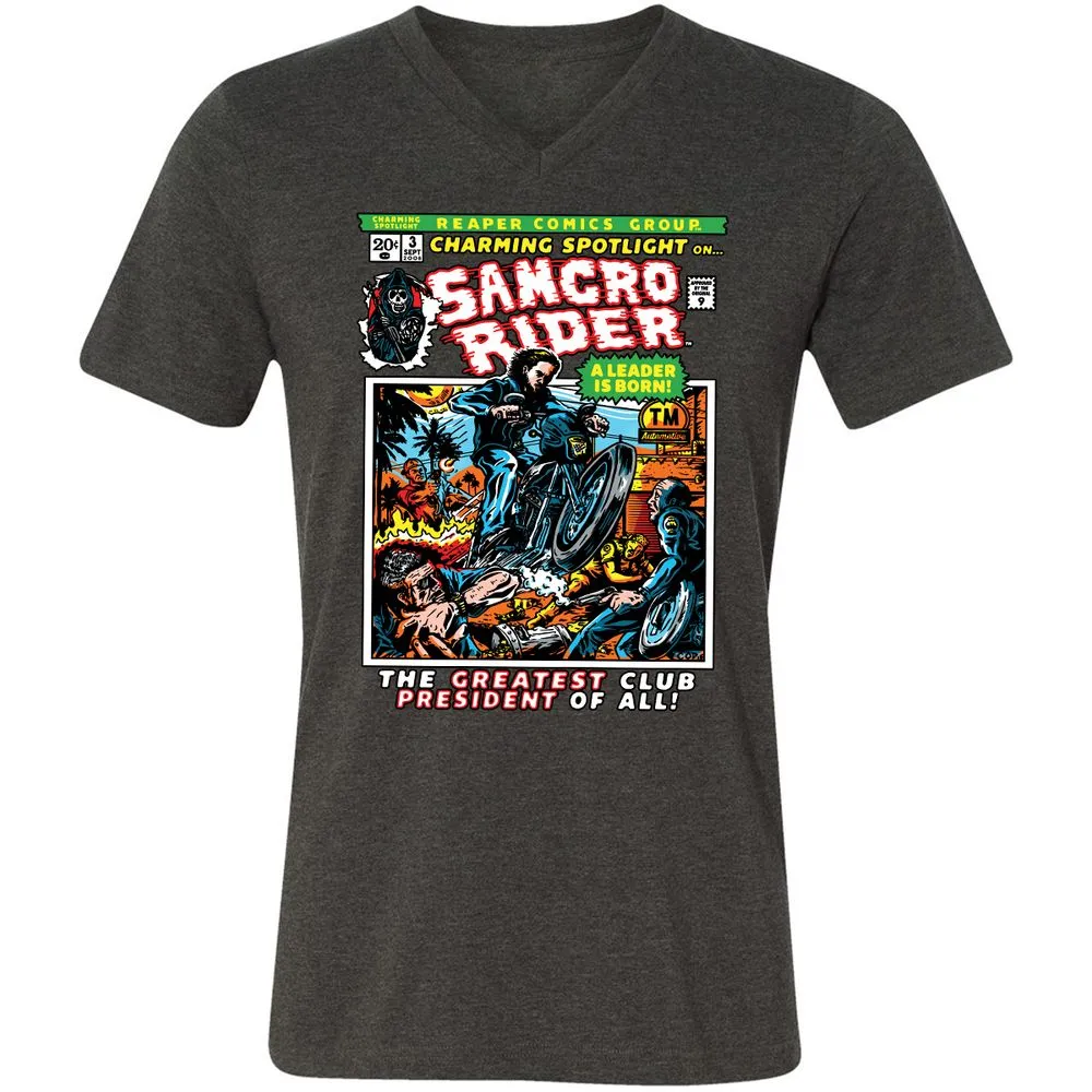 Unisex V-Neck T-Shirt - LMKD1167 - Dark Grey Heather - 8