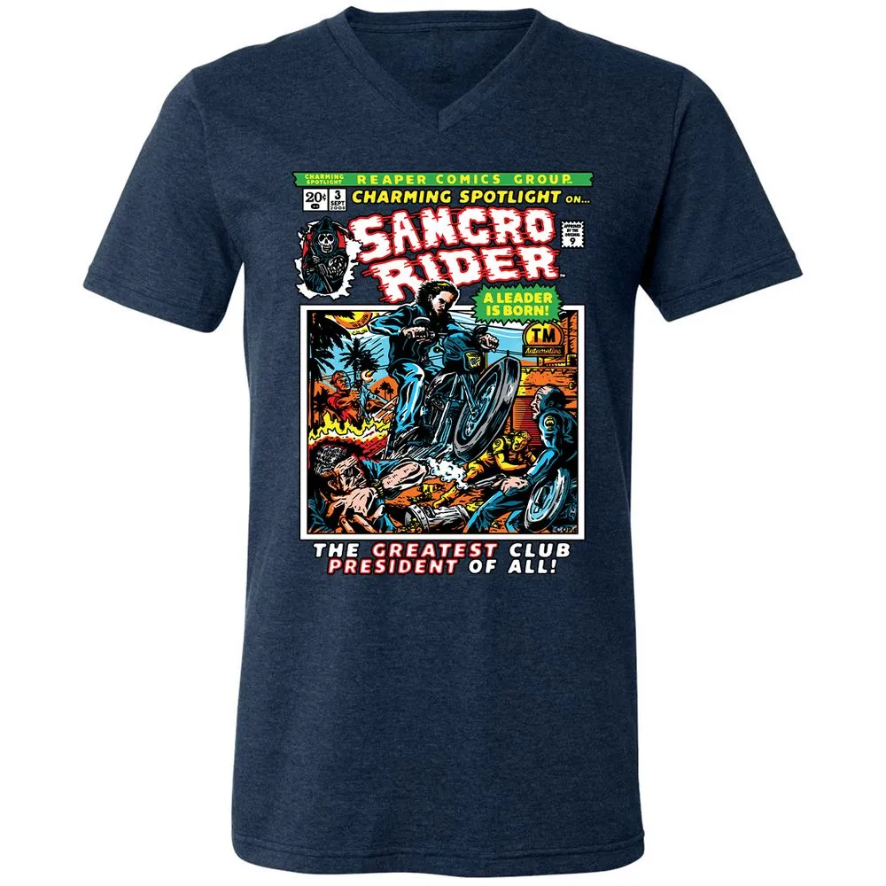 Unisex V-Neck T-Shirt - LMKD1167 - Heather Navy - 15