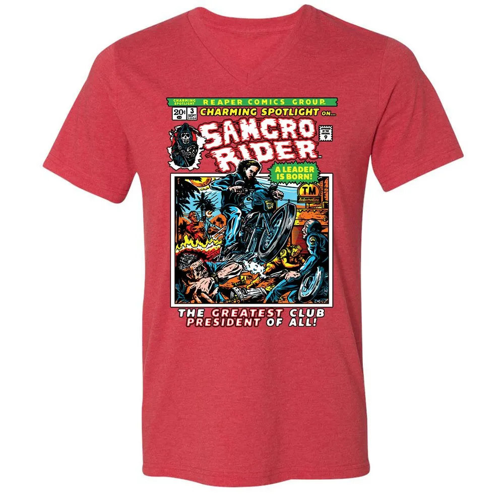 Unisex V-Neck T-Shirt - LMKD1167 - Heather Red - 16