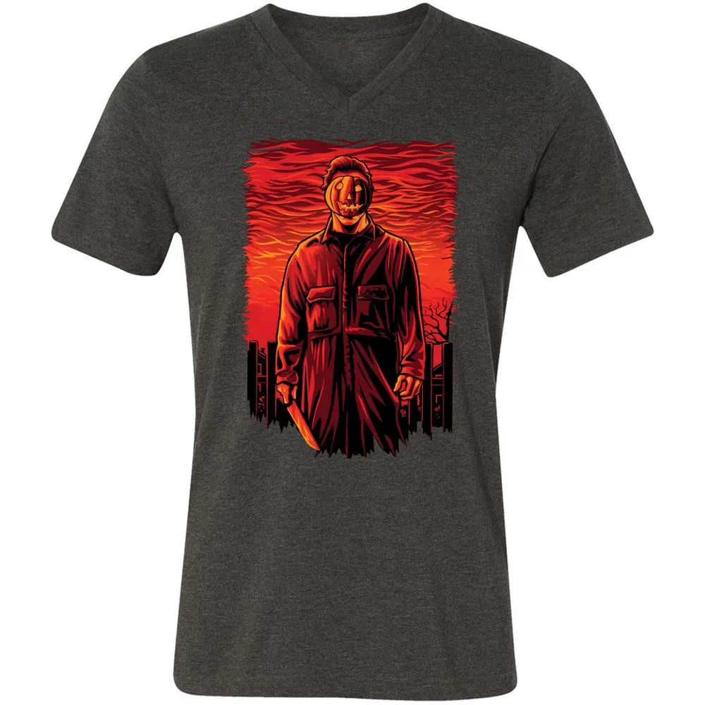 Unisex V-Neck T-Shirt - F22K7U5P - Dark Grey Heather - 8