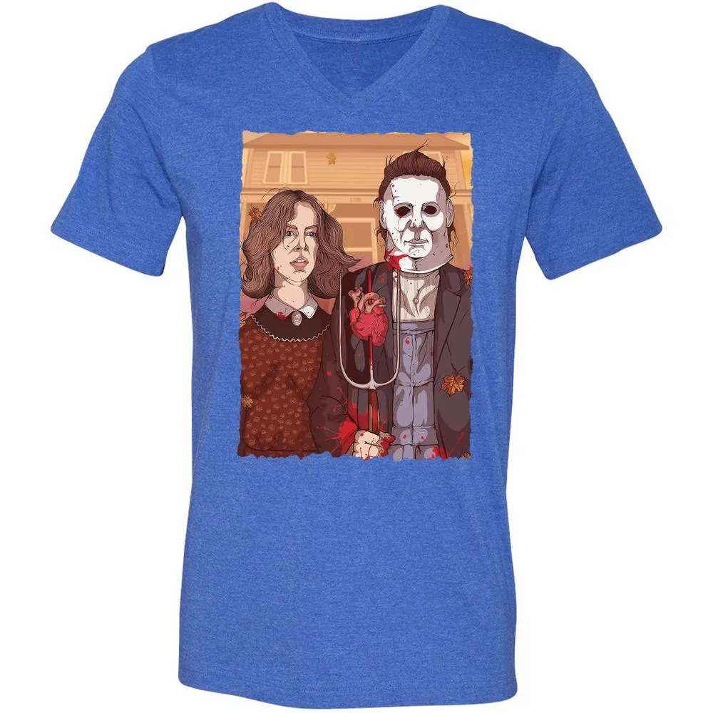 Unisex V-Neck T-Shirt - JWGA91PK - Heather True Royal - 14