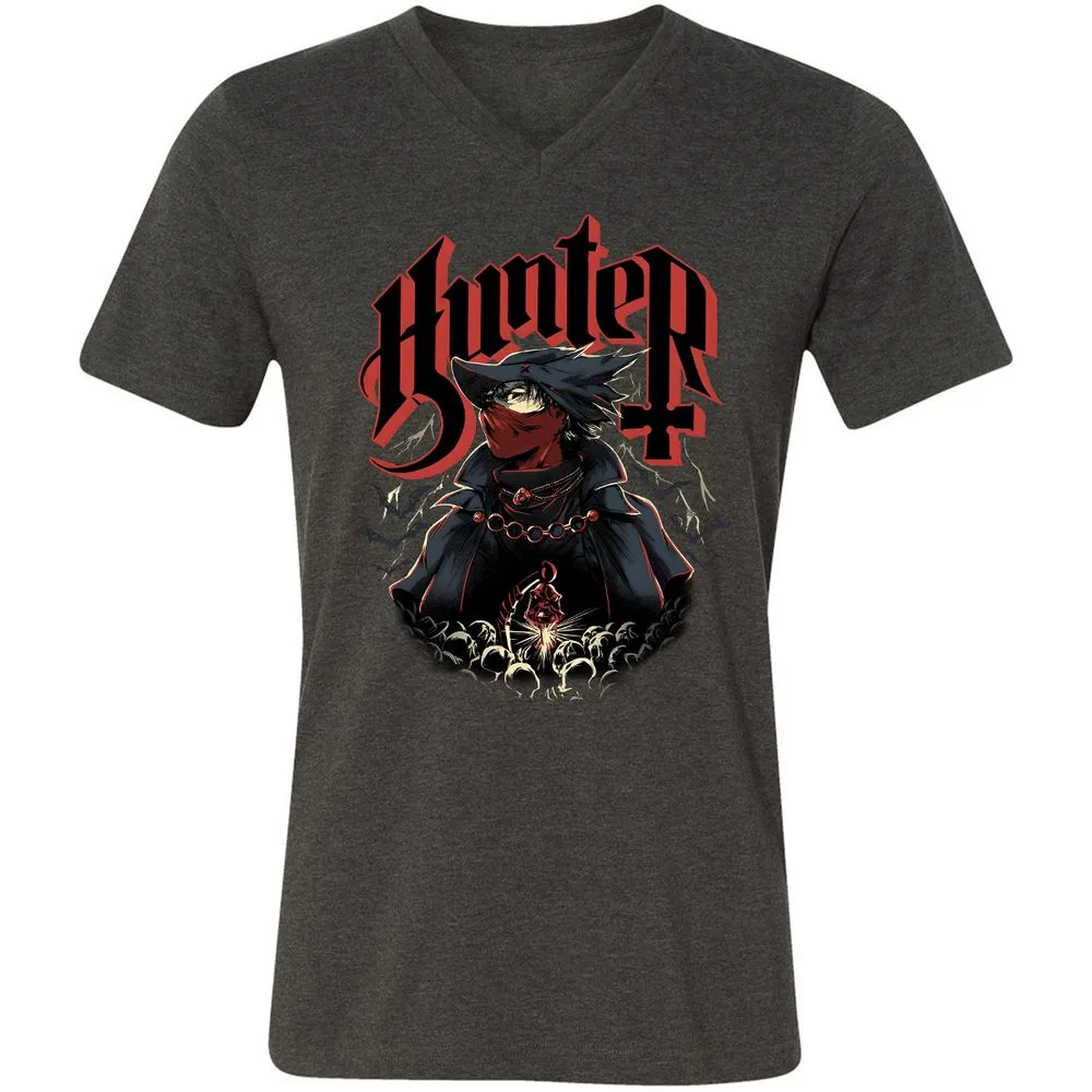 Unisex V-Neck T-Shirt - 88RY3SXU - Dark Grey Heather - 8