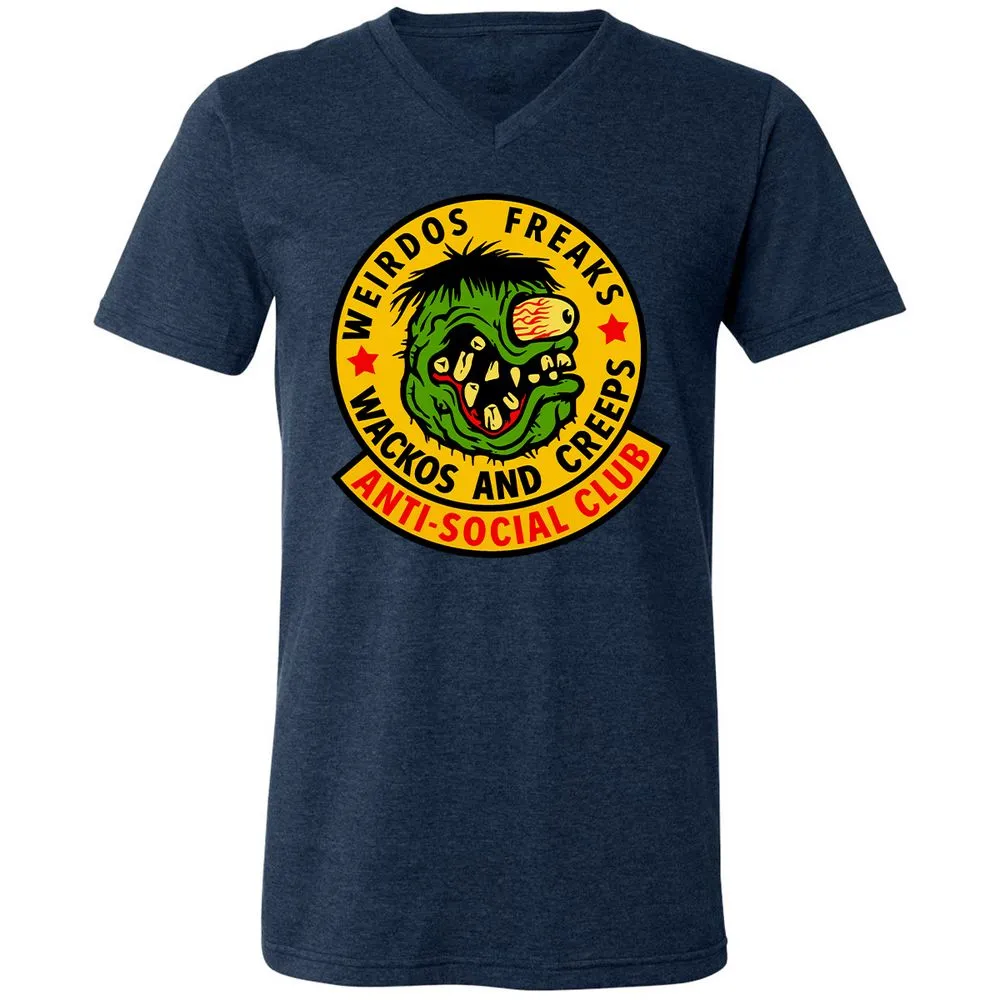 Unisex V-Neck T-Shirt - LLQJZC35 - Heather Navy - 15