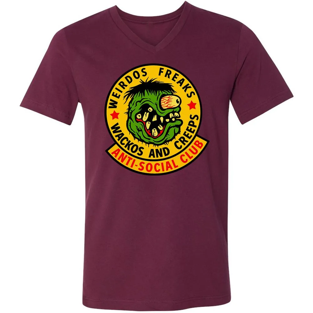 Unisex V-Neck T-Shirt - LLQJZC35 - Maroon - 6