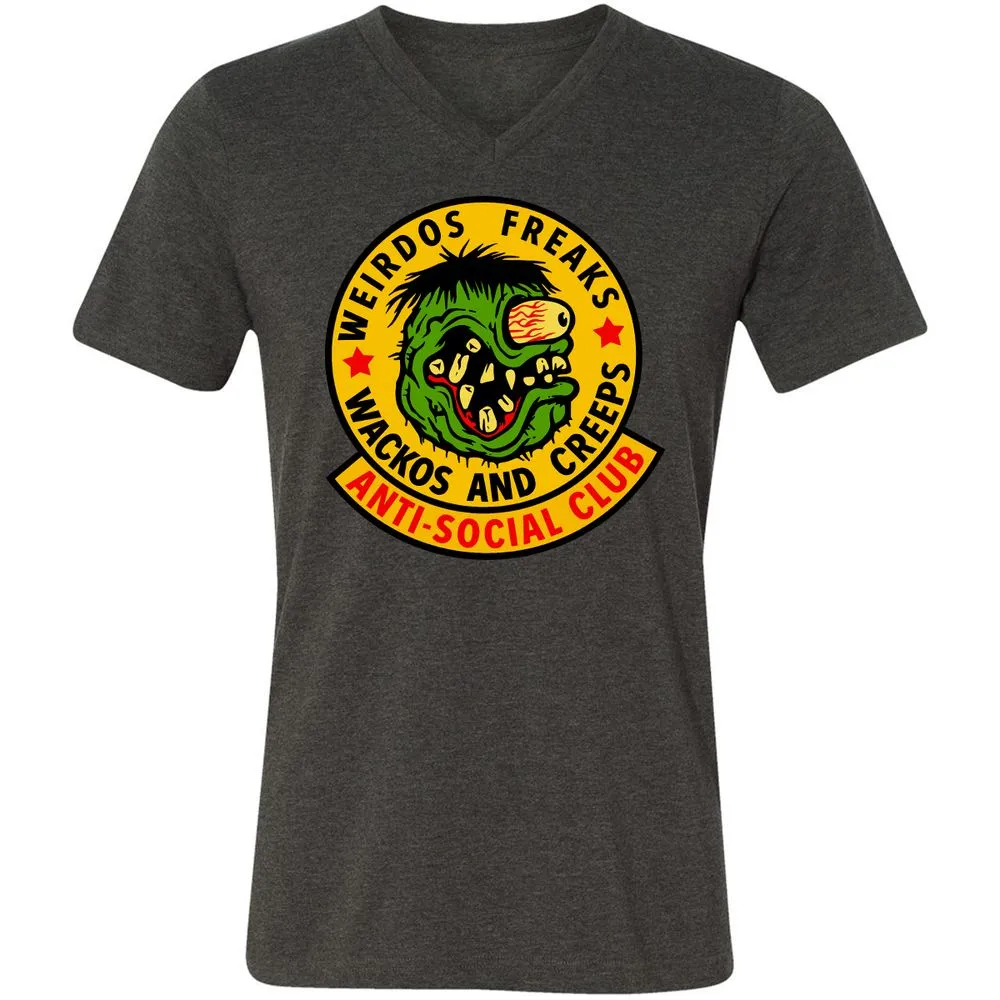 Unisex V-Neck T-Shirt - LLQJZC35 - Dark Grey Heather - 8