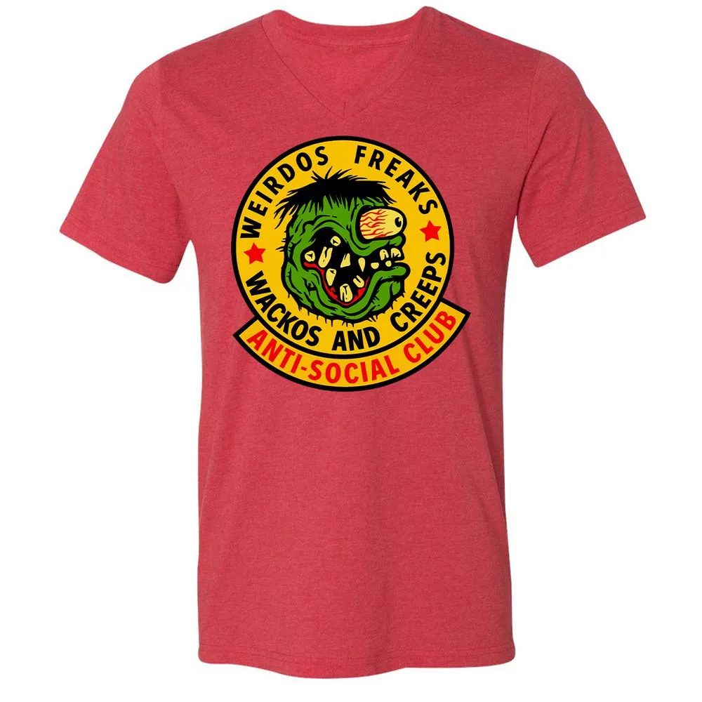 Unisex V-Neck T-Shirt - LLQJZC35 - Heather Red - 16