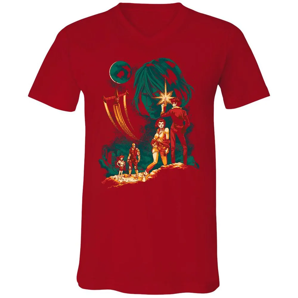 Unisex V-Neck T-Shirt - B1Q4WY5K - Red - 3