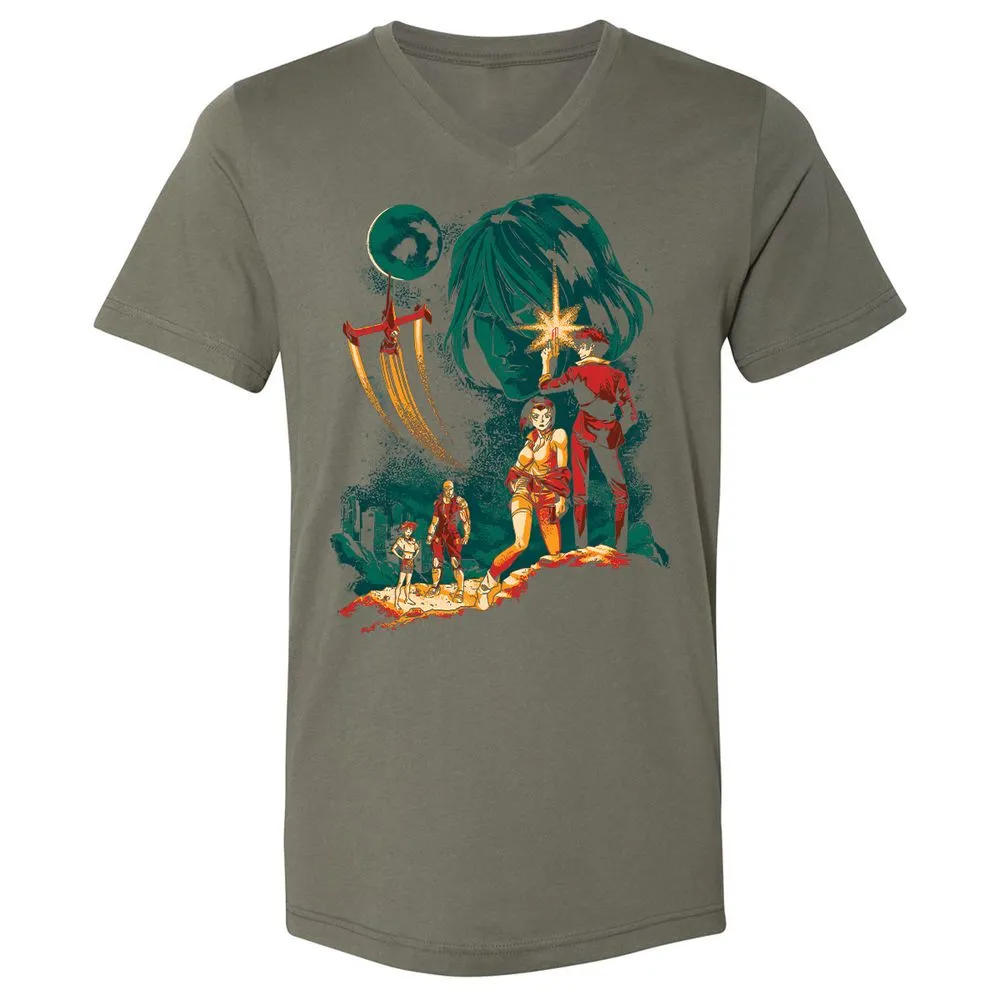 Unisex V-Neck T-Shirt - B1Q4WY5K - Military Green - 10