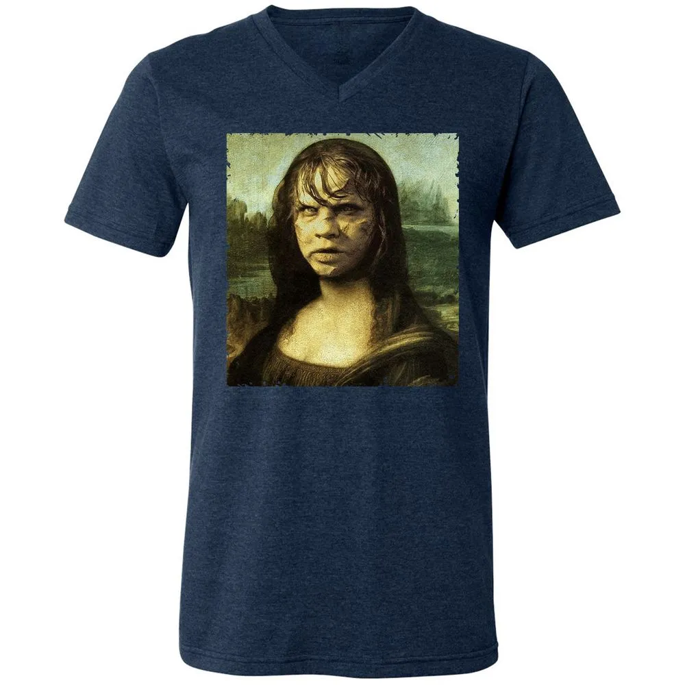 Unisex V-Neck T-Shirt - 17YJH276 - Heather Navy - 15