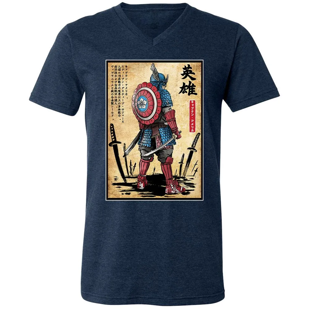 Unisex V-Neck T-Shirt - VGYMDNKQ - Heather Navy - 15