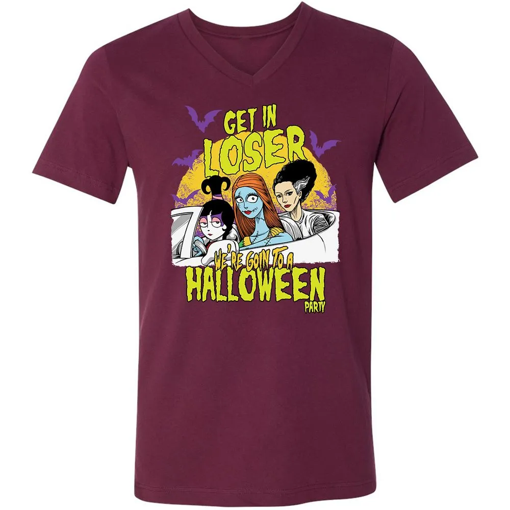 Unisex V-Neck T-Shirt - 4B29UTJD - Maroon - 6