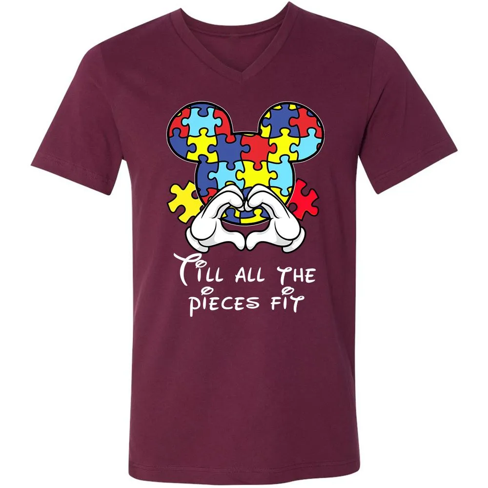 Unisex V-Neck T-Shirt - 358P94P9 - Maroon - 6