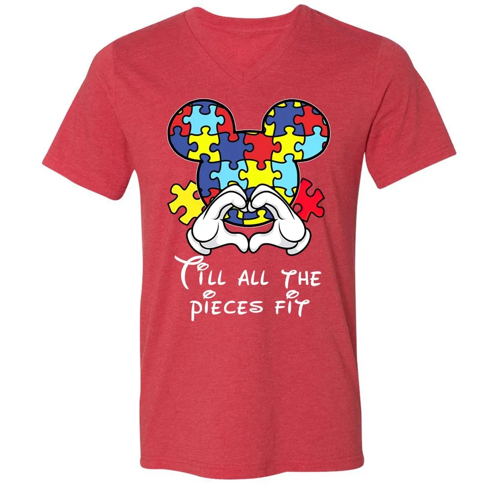 Unisex V-Neck T-Shirt - 358P94P9 - Heather Red - 16