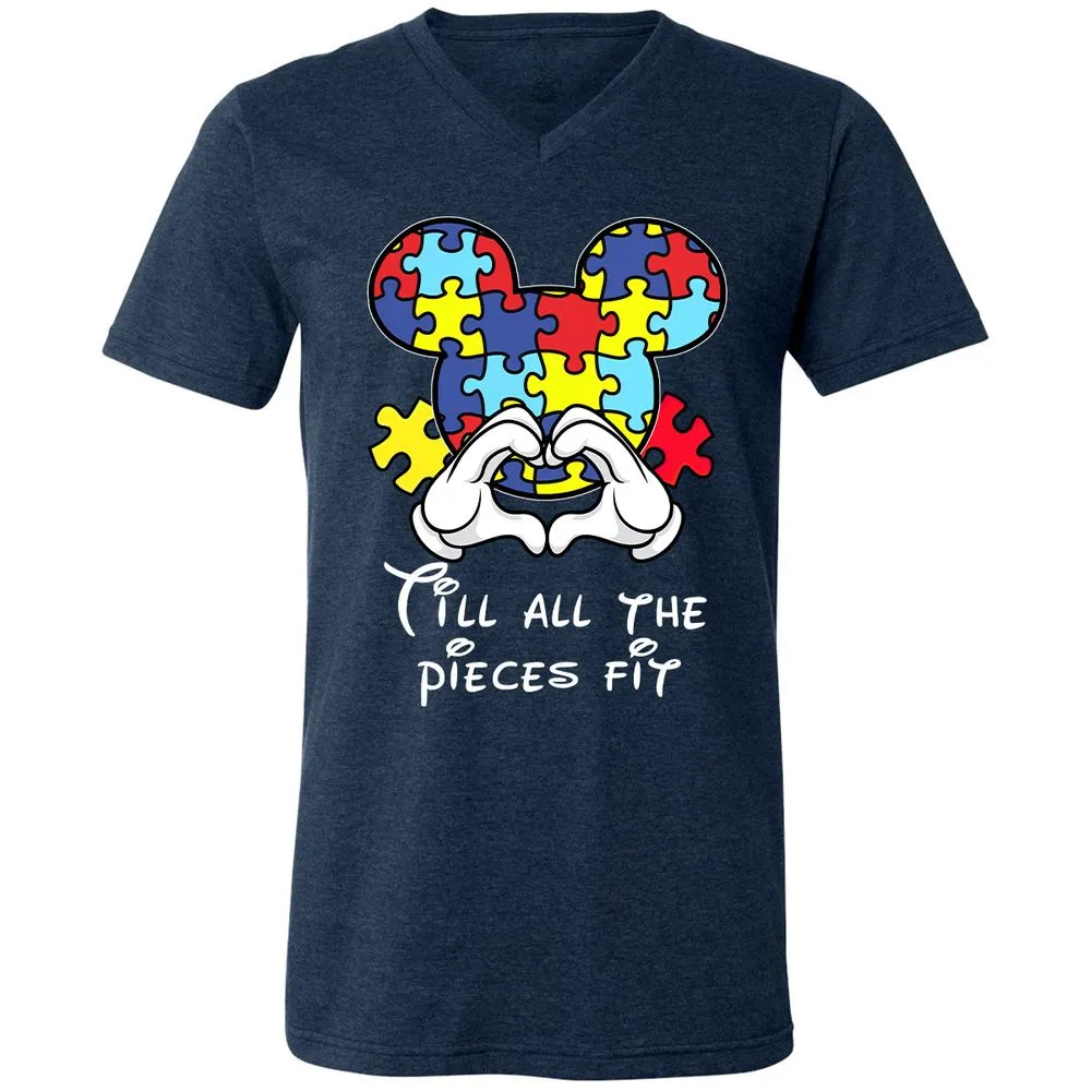 Unisex V-Neck T-Shirt - 358P94P9 - Heather Navy - 15