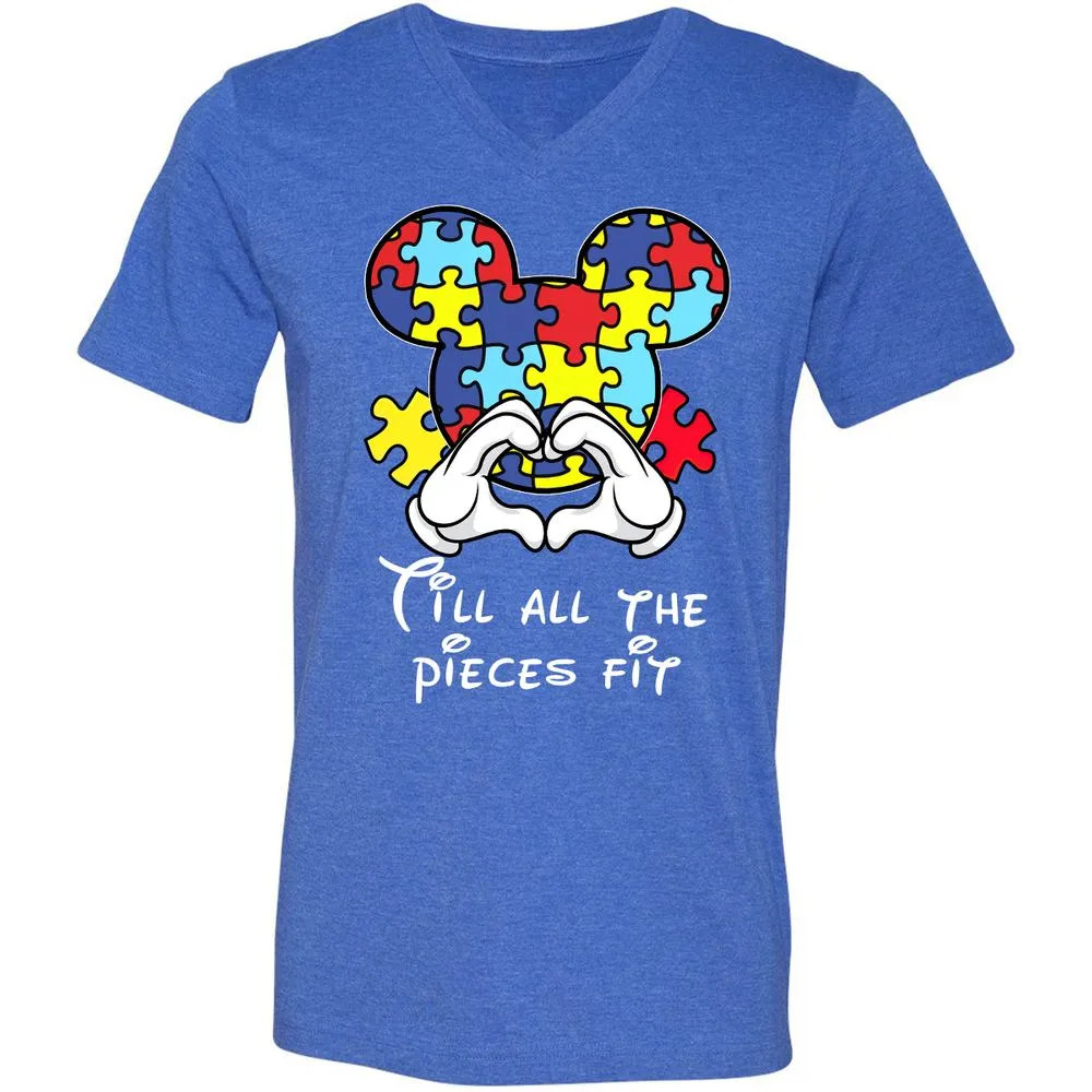 Unisex V-Neck T-Shirt - 358P94P9 - Heather True Royal - 14