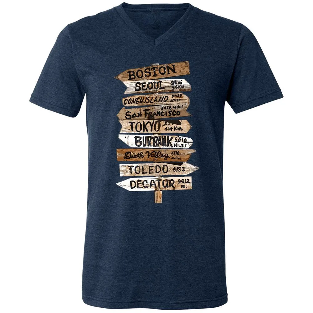 Unisex V-Neck T-Shirt - R1J24H31 - Heather Navy - 15