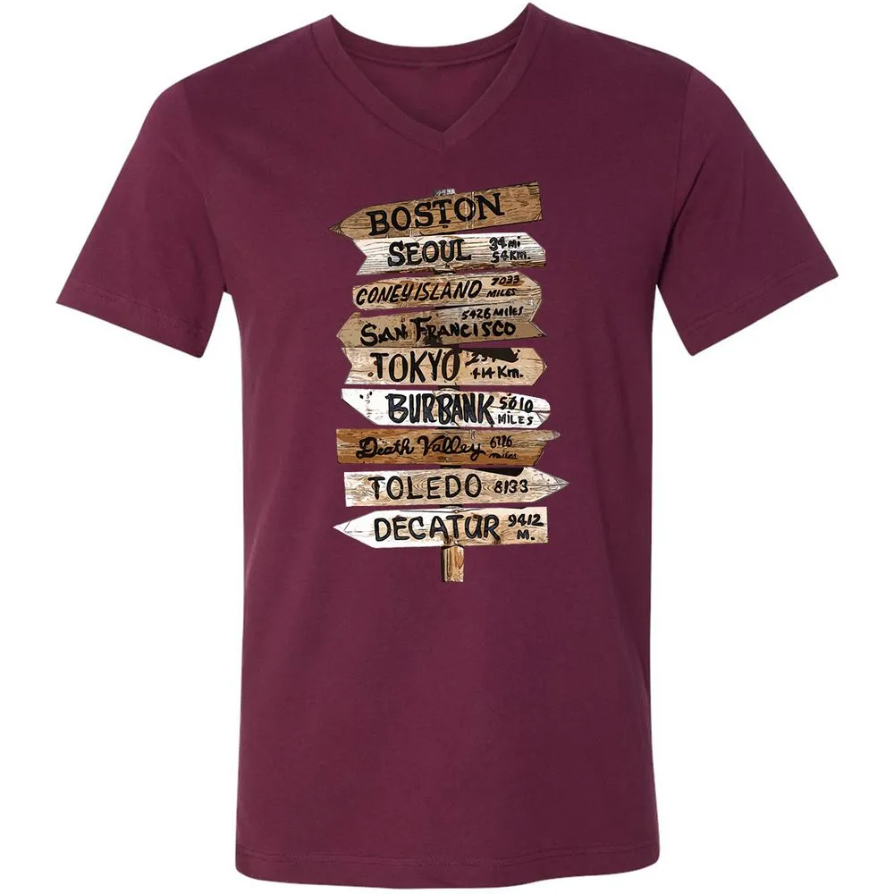 Unisex V-Neck T-Shirt - R1J24H31 - Maroon - 6